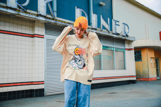 Playera Holgada Hip Hop para Parejas de Manga Larga - Image 10