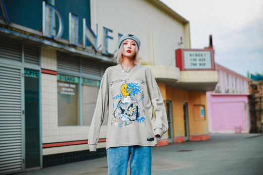 Playera Holgada Hip Hop para Parejas de Manga Larga - Image 18