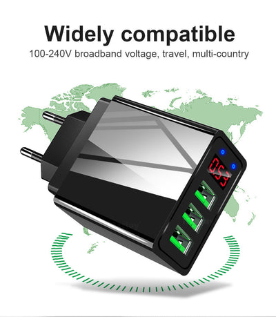 Cargador USB Triple Puerto con Pantalla LED 3A - Image 14