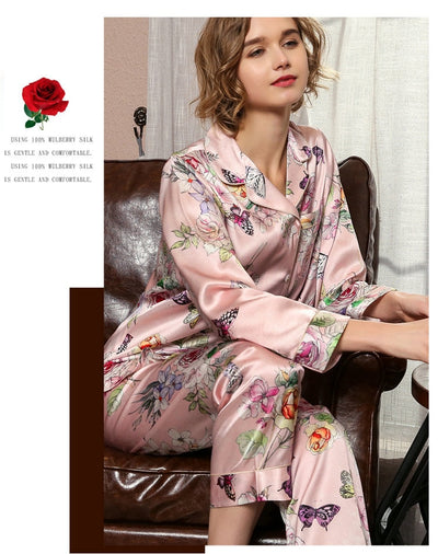 Pijama de Seda Largo Estampado para Mujer - Diseño Minimalista y Elegante - Image 8