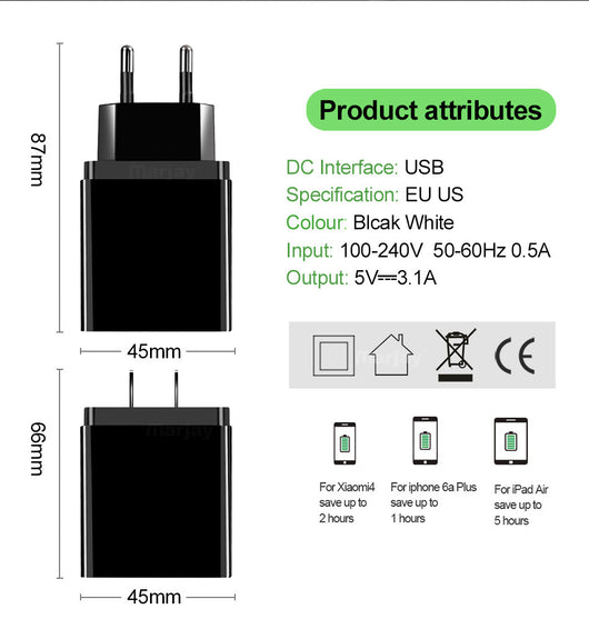 Cargador USB Triple Puerto con Pantalla LED 3A - Image 16