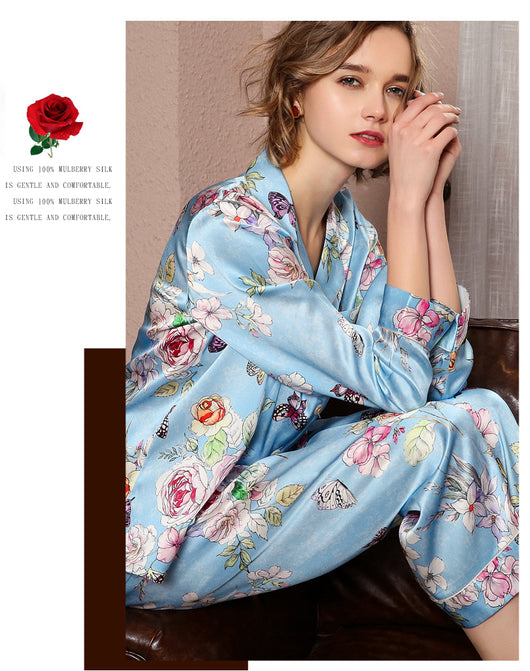 Pijama de Seda Largo Estampado para Mujer - Diseño Minimalista y Elegante - Image 10