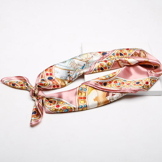 Pañuelo de Seda Estampado Palacio 90cm para Mujer - Image 8