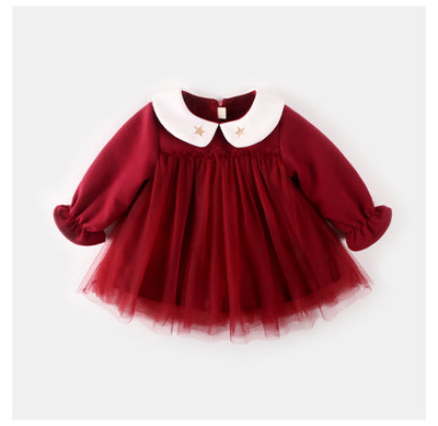 Vestido de Otoño para Niña en Lana Gruesa Rojo - Image 6