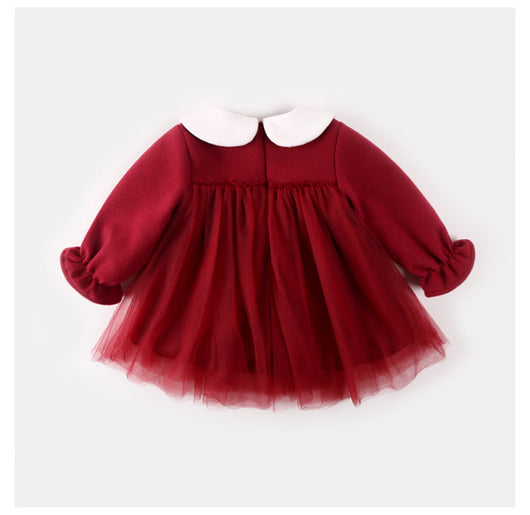 Vestido de Otoño para Niña en Lana Gruesa Rojo - Image 7
