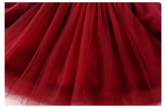 Vestido de Otoño para Niña en Lana Gruesa Rojo - Image 9