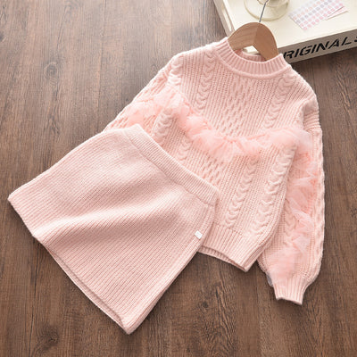 Conjunto de Suéter y Falda Coreano para Niñas - Diseño Elegante Otoño Invierno - Image 9