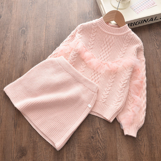 Conjunto de Suéter y Falda Coreano para Niñas - Diseño Elegante Otoño Invierno - Image 9