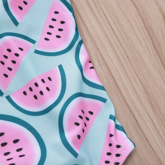 Traje de Baño Infantil con Estampado de Sandía y Encaje Floral - Image 11