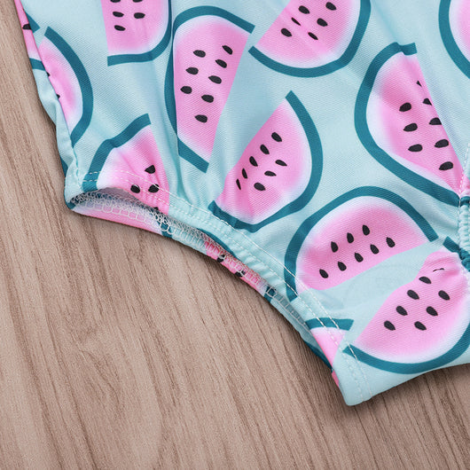 Traje de Baño Infantil con Estampado de Sandía y Encaje Floral - Image 13