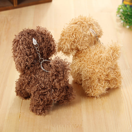 Small brown fluffy plush toy resembling a poodle or teddy dog, with black button eyes and nose, sitting. - Image 9