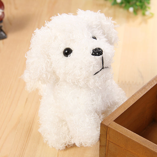 Small brown fluffy plush toy resembling a poodle or teddy dog, with black button eyes and nose, sitting. - Image 10