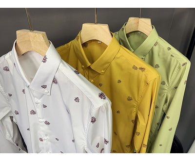 Camisa Floral Coreana Slim Fit para Hombre - Estampado Casual Moderno - Image 7