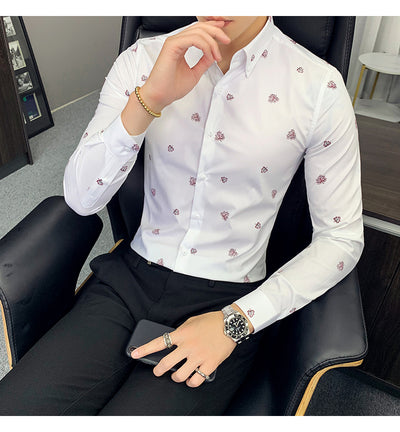 Camisa Floral Coreana Slim Fit para Hombre - Estampado Casual Moderno - Image 11