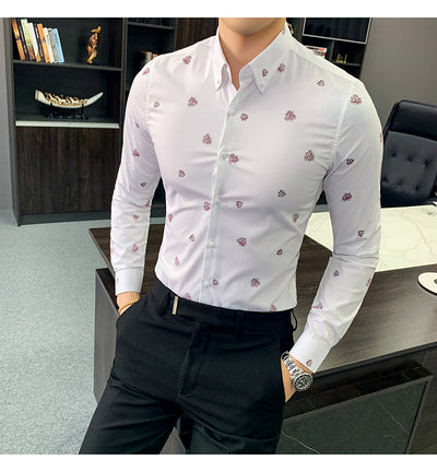 Camisa Floral Coreana Slim Fit para Hombre - Estampado Casual Moderno - Image 12