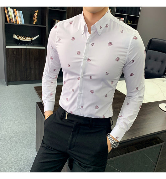 Camisa Floral Coreana Slim Fit para Hombre - Estampado Casual Moderno - Image 12