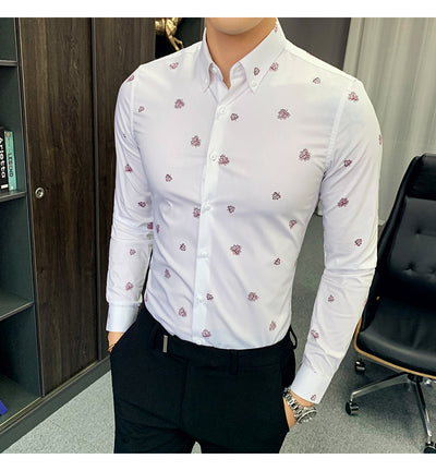 Camisa Floral Coreana Slim Fit para Hombre - Estampado Casual Moderno - Image 14