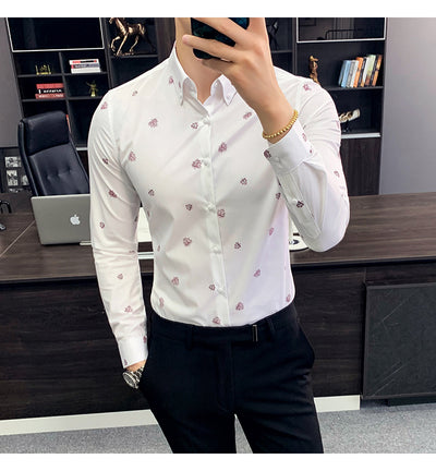 Camisa Floral Coreana Slim Fit para Hombre - Estampado Casual Moderno - Image 15
