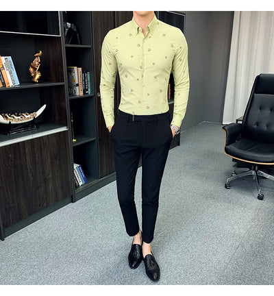 Camisa Floral Coreana Slim Fit para Hombre - Estampado Casual Moderno - Image 26