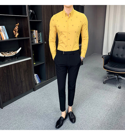 Camisa Floral Coreana Slim Fit para Hombre - Estampado Casual Moderno - Image 33