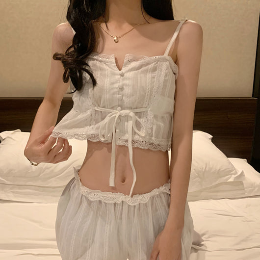 Pijama Sexy de Dos Piezas para Mujer - Conjunto Camisola y Suspensores Verano - Image 9