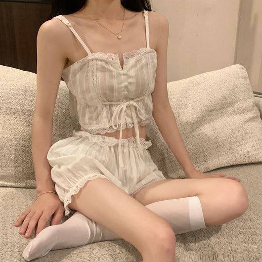 Pijama Sexy de Dos Piezas para Mujer - Conjunto Camisola y Suspensores Verano - Image 12