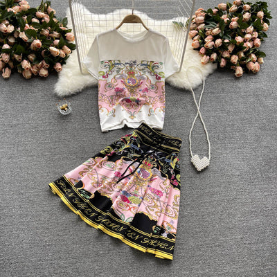 Conjunto de Dos Piezas: Blusa Estampada y Falda Corta para Mujer - Image 6