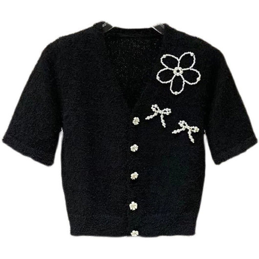 Conjunto Casual: Top Tejido Escote V Manga Corta + Shorts Anchos PU - Image 10
