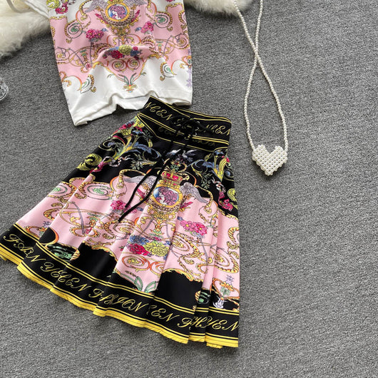 Conjunto de Dos Piezas: Blusa Estampada y Falda Corta para Mujer - Image 9