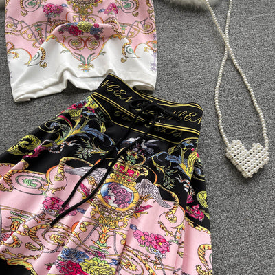 Conjunto de Dos Piezas: Blusa Estampada y Falda Corta para Mujer - Image 11