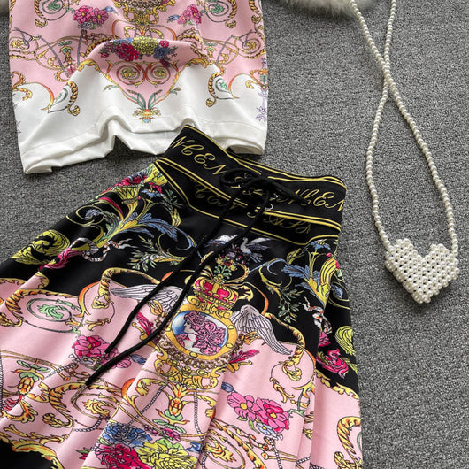 Conjunto de Dos Piezas: Blusa Estampada y Falda Corta para Mujer - Image 11