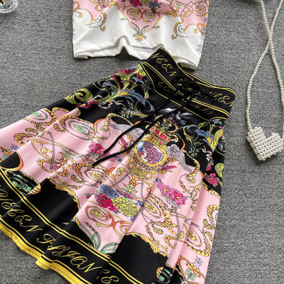Conjunto de Dos Piezas: Blusa Estampada y Falda Corta para Mujer - Image 12
