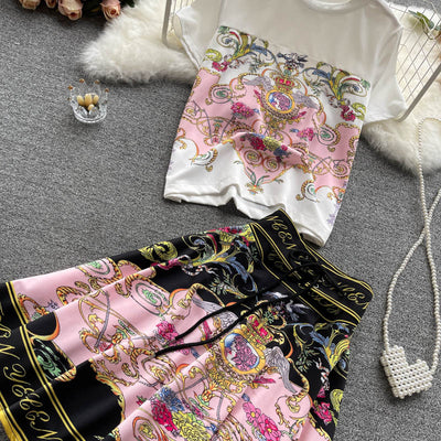 Conjunto de Dos Piezas: Blusa Estampada y Falda Corta para Mujer - Image 13