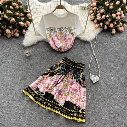 Conjunto de Dos Piezas: Blusa Estampada y Falda Corta para Mujer - Image 15