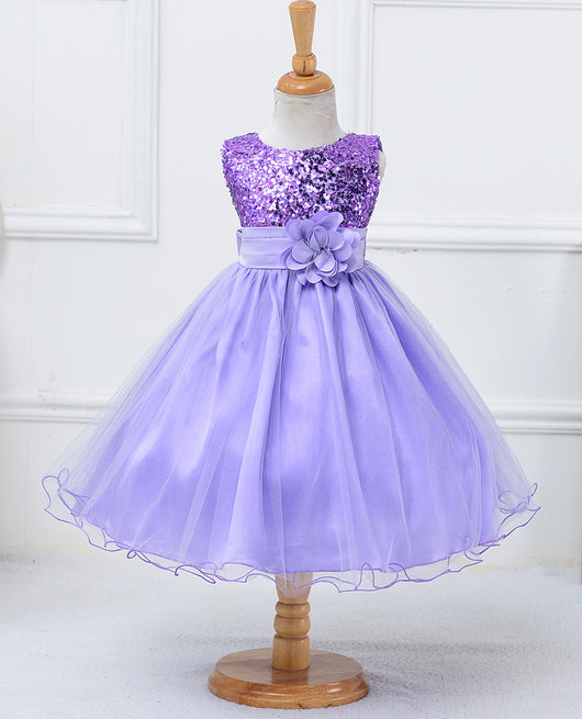 Vestido de Niña con Lentejuelas Floral para Dama de Honor y Eventos Especiales - Image 21