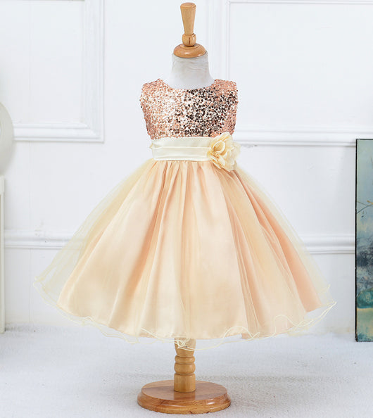 Vestido de Niña con Lentejuelas Floral para Dama de Honor y Eventos Especiales - Image 25