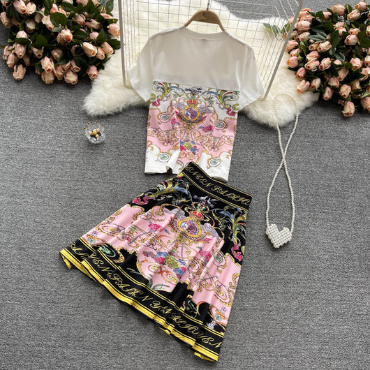 Conjunto de Dos Piezas: Blusa Estampada y Falda Corta para Mujer - Image 16