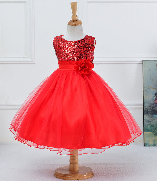 Vestido de Niña con Lentejuelas Floral para Dama de Honor y Eventos Especiales - Image 35