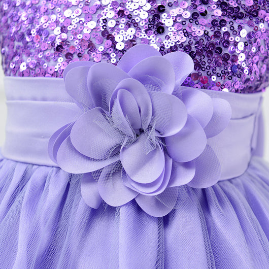 Vestido de Niña con Lentejuelas Floral para Dama de Honor y Eventos Especiales - Image 42