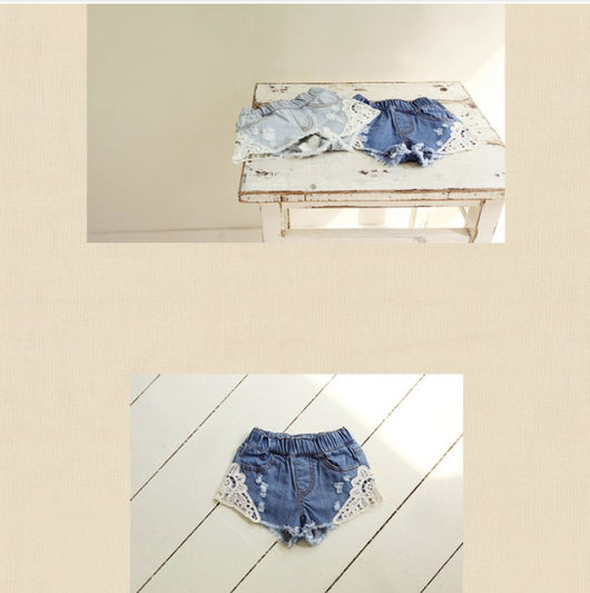 Shorts de Mezclilla Infantil Estilo Coreano con Encaje - Pantalones Cortos para Niñas - Image 5