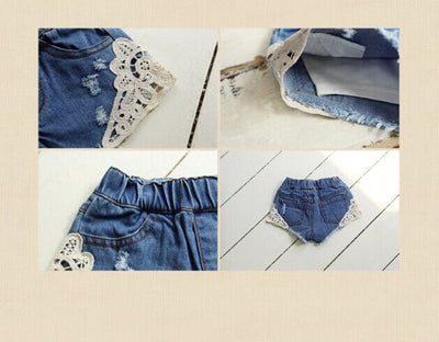 Shorts de Mezclilla Infantil Estilo Coreano con Encaje - Pantalones Cortos para Niñas - Image 6
