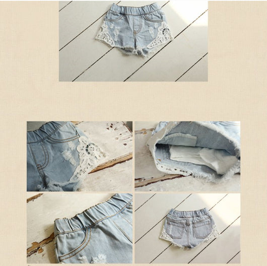 Shorts de Mezclilla Infantil Estilo Coreano con Encaje - Pantalones Cortos para Niñas - Image 7
