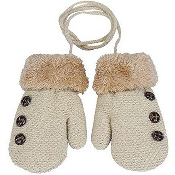 Guantes Infantiles de Punto con Forro de Terciopelo y Cordón