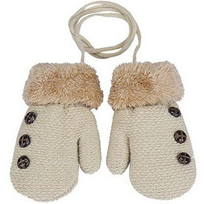 Guantes Infantiles de Punto con Forro de Terciopelo y Cordón - Image 2
