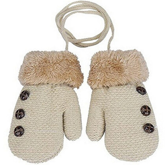 Guantes Infantiles de Punto con Forro de Terciopelo y Cordón - Image 2