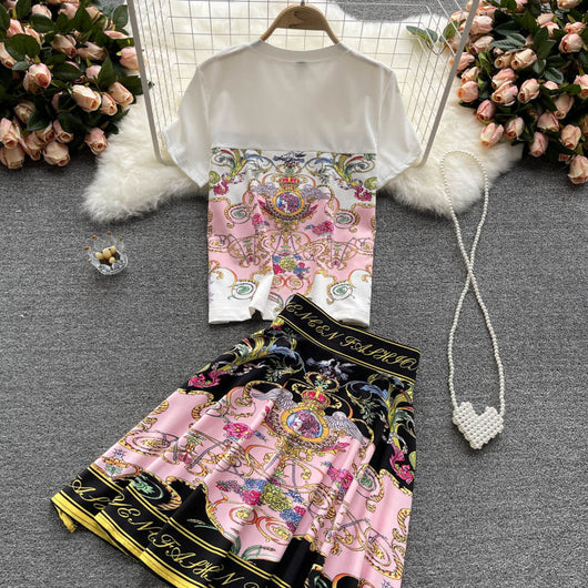 Conjunto de Dos Piezas: Blusa Estampada y Falda Corta para Mujer - Image 18