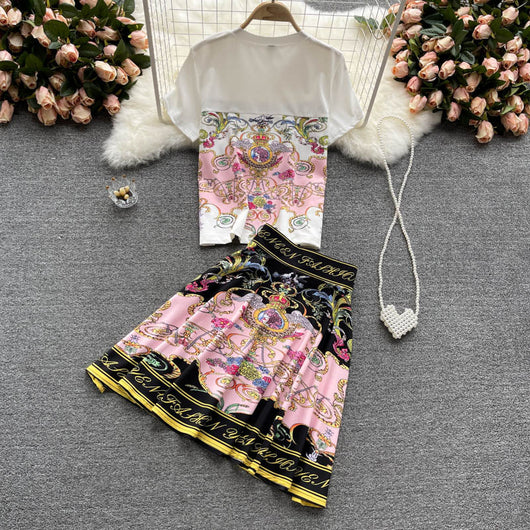 Conjunto de Dos Piezas: Blusa Estampada y Falda Corta para Mujer - Image 19