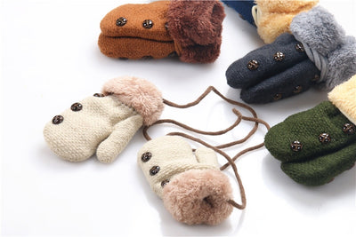 Guantes Infantiles de Punto con Forro de Terciopelo y Cordón - Image 10