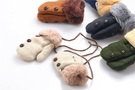 Guantes Infantiles de Punto con Forro de Terciopelo y Cordón - Image 10