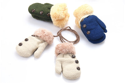 Guantes Infantiles de Punto con Forro de Terciopelo y Cordón - Image 11